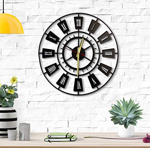 BAUPOR Reloj de Pared Laqua, diseño único, Metal, decoración de Pared, diseño Moderno, Mecanismo silencioso, 49 x 49 cm (Ancho x Alto)