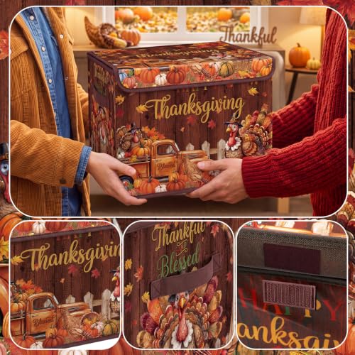 Image of Briwooody Thanksgiving Turkey Storage Bin with Lid and Carrying Handle