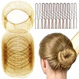 FANDAMEI 20PCS Invisible Hair Nets for Buns & 40PCS U-Shaped Hair Pins, Ballet Bun Maker Set for Women, Girls, Kids (Light Brown)