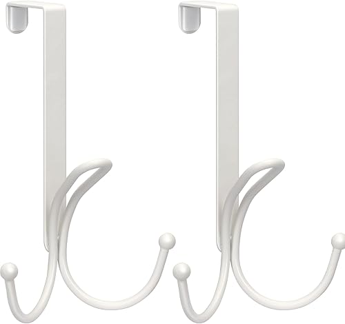 FYY Ganchos para puerta Paquete de 2 ganchos para puerta con almohadilla de esponja para evitar arañazos, ganchos organizadores resistentes para