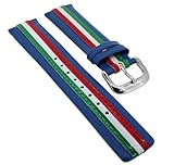 blau mit Streifen in grün, weiß und rot