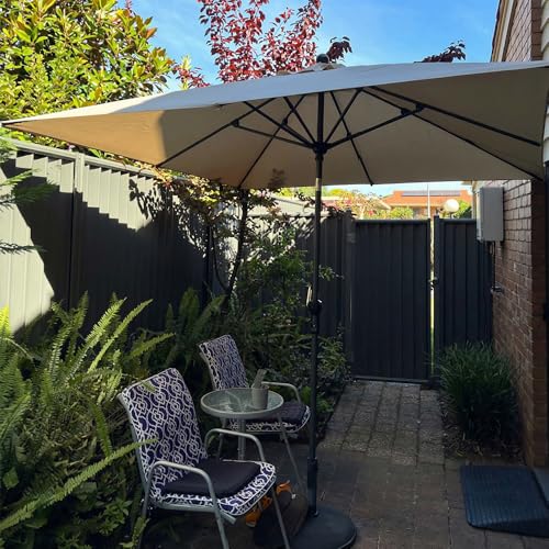 Image of PURPLE LEAF Patio Market Umbrella 8' x 8' Square Tilt Beige 8 Ribs Outdoor
