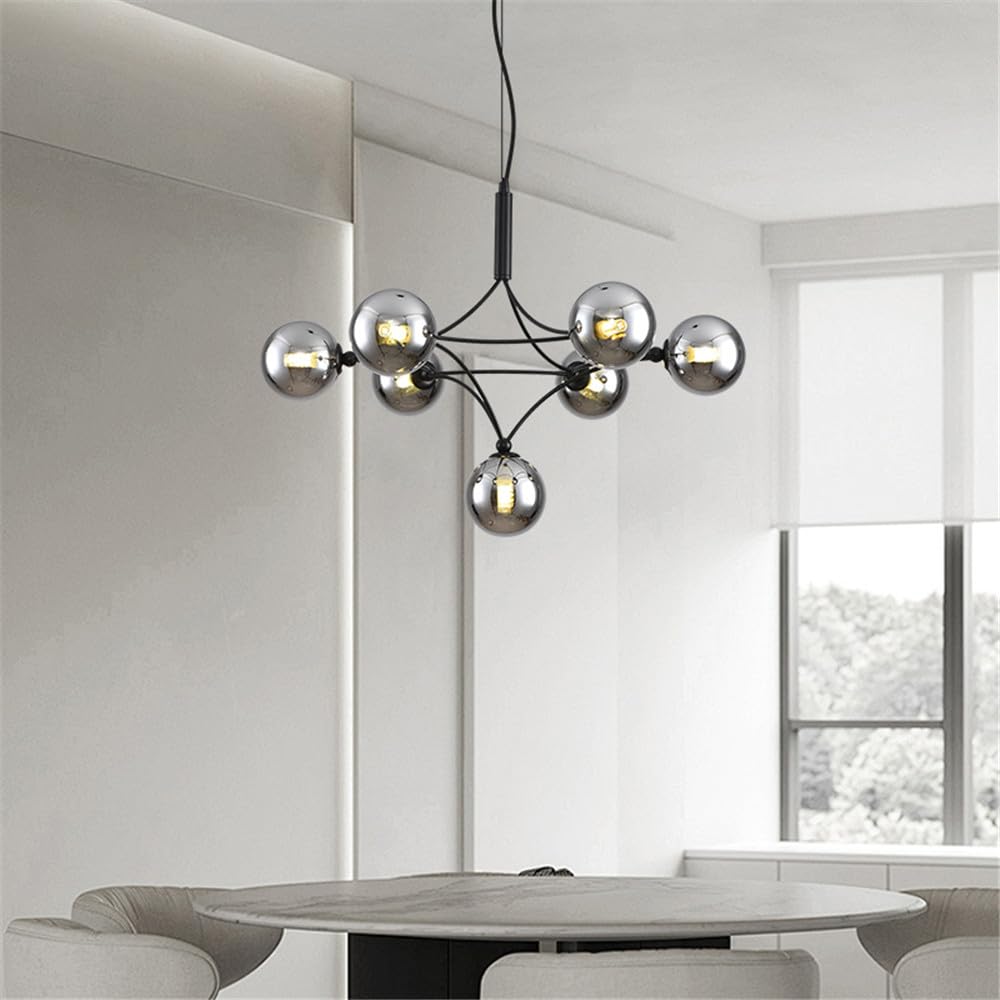 SXWNBIFH Contemporary Living Room Chandelier LED Fashion Art Restaurant Bedroom Study Villa Hotel Cafe Bar Clothing Store Counter Stairs Pendent Lamp (E A 7 Lights)