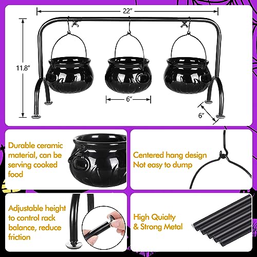 Umiku HF2305010 Halloween Decorations Halloween Party Decorations - 3 Ceramic Witches Halloween Cauldron Serving Bowls Set Hocus Pocus Decorations Serving Cauldron thumb #5