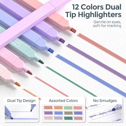 Image of Nicpro School Supplies with Cute Pencil Case, 39 PCS Blue | Back to School Stationery Set, Essentials for College Nursing Student, 12 Pastel Highlighter, 6 Mechanical Pencil, 5 Gel Pen