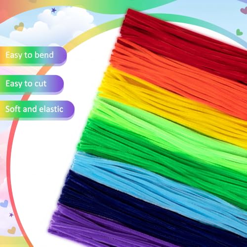 Image of Peryiter 500 Pcs Pipe Cleaners for DIY Flower Bouquets, Chenille Stems for Graduation Bouquet Crafts, Fuzzy Sticks for Handmade Flowers, DIY Gift, Art Projects(Rainbow Color,12 Inch)