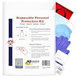 MFASCO Disposable PPE Kit with Apron & Visor - Complete Protection - Mask, Visor, Apron, Gloves, Shoe Covers - USA Assembled - Vomit, Blood, Urine & Feces Protection