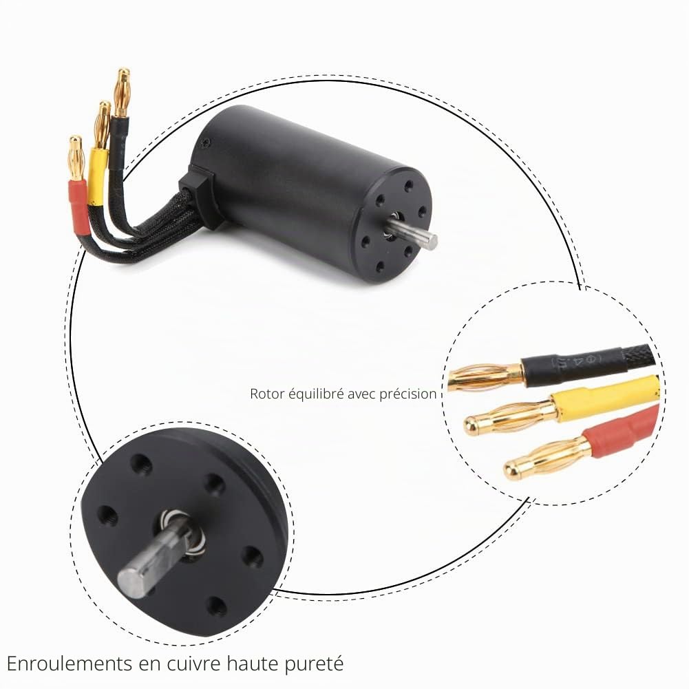 RiToEasysports Moteur sans balais RC, 2150KV 4 pôles 5mm Arbre RC Moteur sans balais Moteur de Voiture RC Compatible avec la Voiture Tout-Terrain 1/8 RC