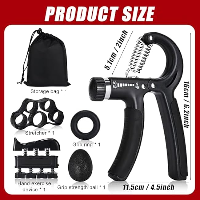 Hand Grip Strengthener,Grip Strength Trainer,22-132 Lbs Adjustable Resistance Forearm Exerciser Workout for Rehabilitation Athletes Climbers Musicians