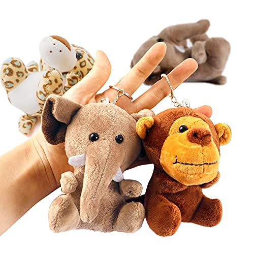 Safari Animal Party Favors Plush Toys Jungle Stuffed Animals Set Cute Plush Animals Plush Keychains For Animal Themed Party Kindergarten Fun Teacher Student Achievement Award(6 Pcs Sitting) #TOP2