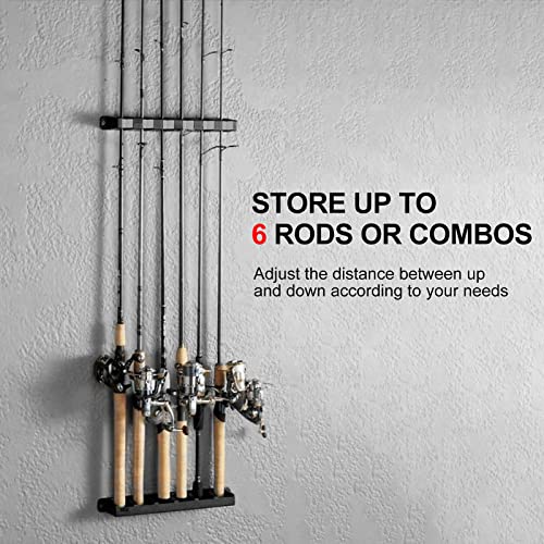 TUEHUTDE Fishing Rod Holders,Vertical Fishing Pole Holders Fishing Rod Rack Wall Mount Fishing Pole Rack Rod Storage Racks for Garage Room, Boats,Ceiling, RV - Store 6 Fishing Rods or Combos,1 Pair - Image 3