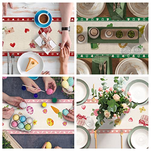 8 Pcs Three Glass Mason Jar Seasonal Table Runners, Holiday Table Runners For All Seasons, Seasonal Holiday Kitchen Dining Table Decoration For Indoor Outdoor Home Party Decor 13 X 72 Inch #TOP4