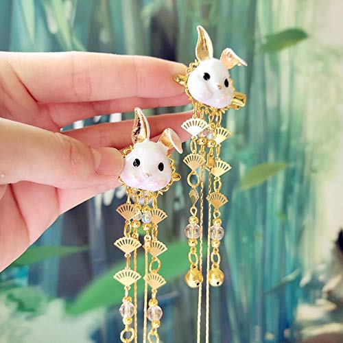 ChuXing 4 PS Hair Accessories Cosplay Dangling Fox/Rabbit Animal Hair Pin Tassel Hairpin Jewelry Vintage Hair Clip (Rabbit)