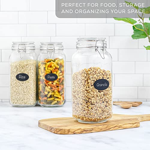 Airtight Glass Jars With Lids Set Of 3. 78Oz Glass Jar With Lid And 6 Silicone Seals! Large Glass Food Storage Containers. Square Mason Jar, Candy Jar, Flour Jar, Pasta Containers For Pantry #TOP4