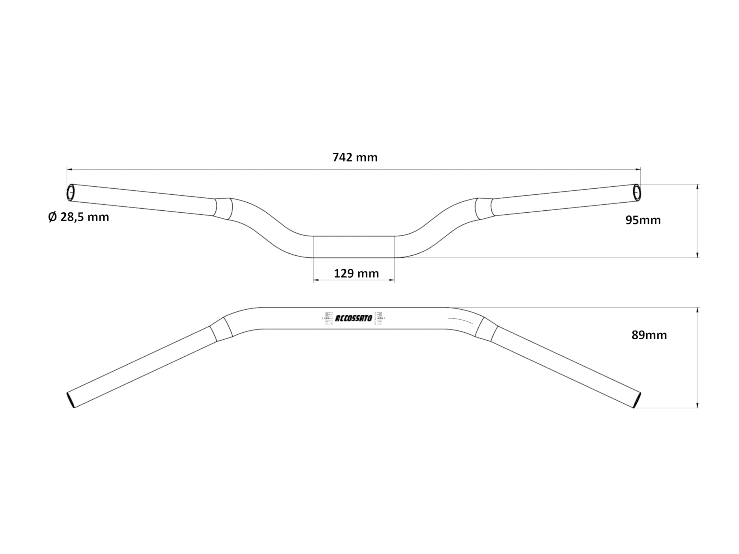 Manubrio Accossato Nero per YAMAHA MT-09 dal 2013 al 2024 (CC 900), Piega Bassa (95 mm), in alluminio, diametro variabile 28.5 mm