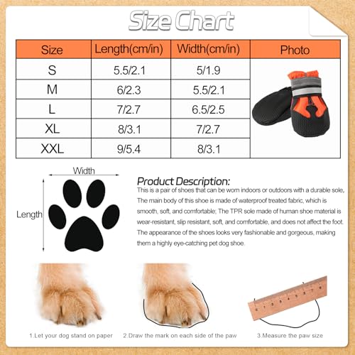 QKURT 4 Pieces Dog Boots Paw Protector, Waterproof Dog Shoes with Reflective Straps, Adjustable Washable Non-Slip - Image 2