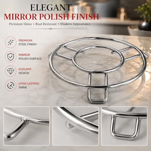 Image of Ajay's Shoppe Stainless Steel Hot Pot Stand Set of 2 | Heat Resistant Trivet for Kitchen Counter & Dining Table | Pot Holder for Cookers, Pans, Kadhai & Serving Dishes