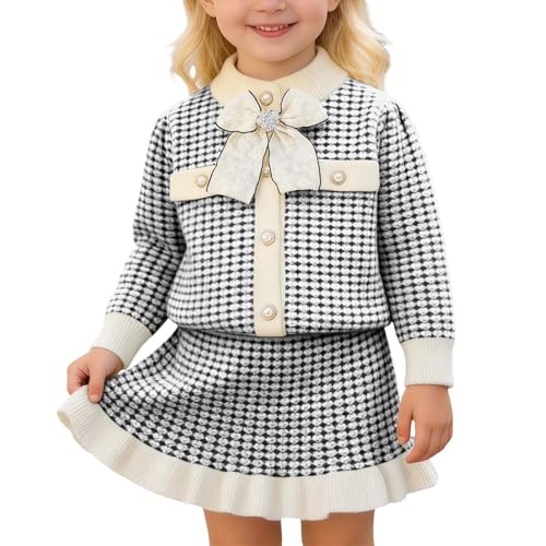Ensemble deux pièces automne bébé fille cardigan tricot veste jupe chaude