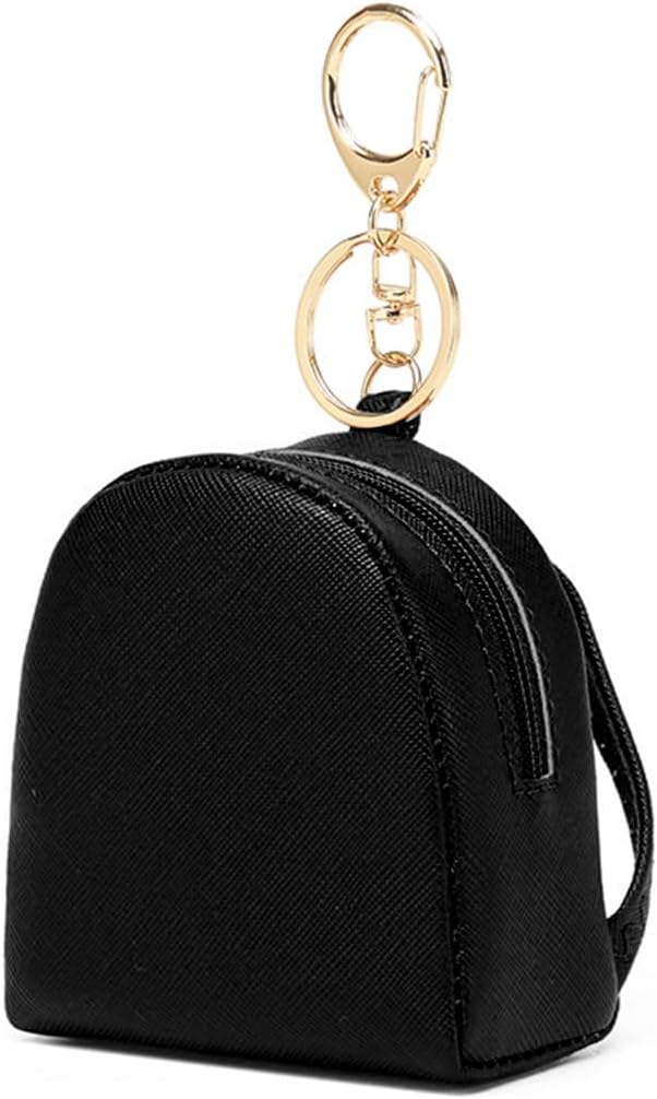 Women’s Small Coin Purse, Stylish PU Leather Change Purse, Mini Zipper Coin Pouch, Pocket-Sized, Solid Color, Keychain Coin Purse for Women - Black