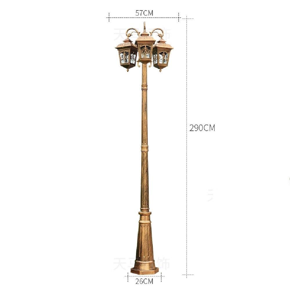 Zewnętrzna lampa słupowa, 3-światła, rustykalne, zabytkowe, metalowe lampy uliczne, szklana latarnia na dziedziniec, wysoka lampa słupowa, lampa E27, zewnętrzna latarnia,290cm
