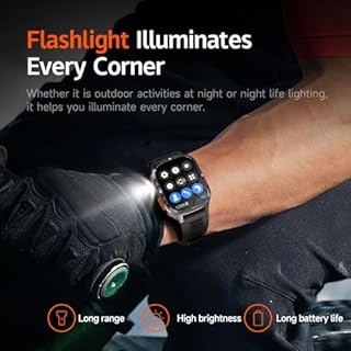 Military GPS Smart Watch for Men with Compass/Flashlight, 2.01" HD Screen smart watch with Voice Assistant/Bluetooth Calling, Smartwatch for Android&iOS, Activity Tracker Multiple Sport Modes (Black)