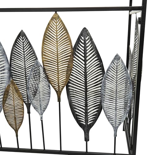 Deco 79 Metal Leaf Console Table with Mirrored Glass Top, 44" x 16" x 30", Black by Deco 79 - Image 2
