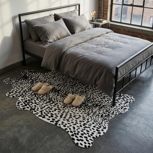 Tapete falso animal negro y blanco 4.5'x6.2' miniatura 7