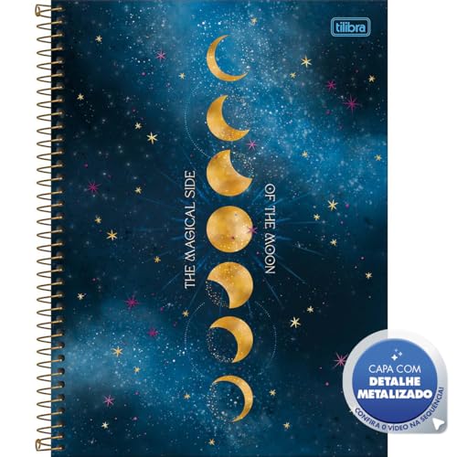 Tilibra - Caderno Espiral Capa Dura Universitário Connect 1 Matéria Magic 80 Folhas - Fundo Escuro -