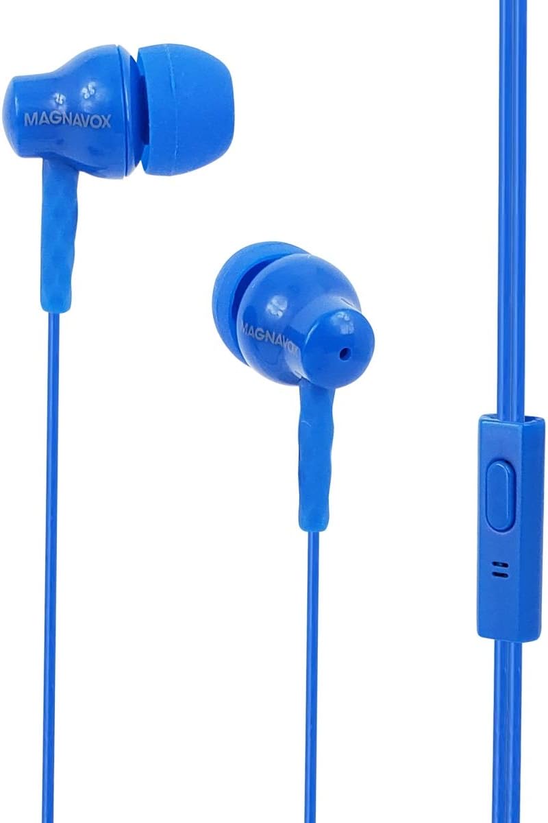 Magnavox MHP4851BL Ear Silicon Earbuds with Microphone - Blue