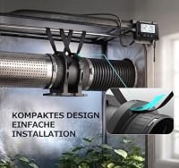 BUMSOU Leise Rohrlüfter mit Feuchtigkeitssensor Temperatursensor Timer, 6 Stufiger Abluftventilator mit Überhitzungsschutz, Rohrventilator 100mm mit Fernbedienung, Bad WC Garage (mit Standfuß) – Ansicht 2