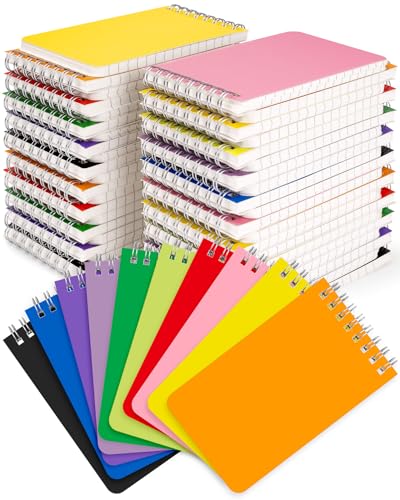Dynta Mini Spiral Notebooks Bulk 3x5 Inch Memo Pads, 50 Packs Small Notepad Top Bound, 10 Vibrant...