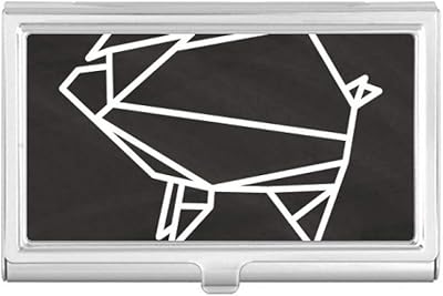 Abstract Origami Pig Geometric Shape Business Card Holder Case Pocket Box Wallet