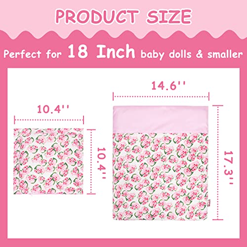 2-PC Set Doll Bedding with Comforter and Pillow, Reversible Print Doll Bedding Accessories, Fits American Girl Dolls and Other 18 Inch Dolls