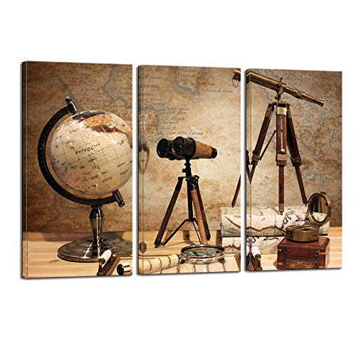 Nachic Wall Vintage Nautical Globe Telescope Wall Art Compass Globe Decor