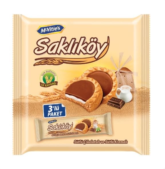 Ülker Saklıköy Çikolata ve Sütlü Kremalı 3 x 100 Gram x 8