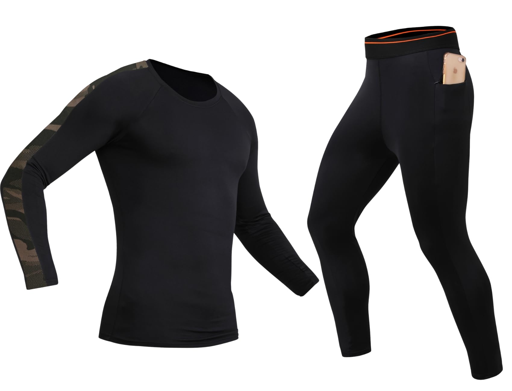 wmx Men's Workout Set Compression Shirt and Pants Top Long Sleeve Sports Tight Base Layer Suit Quick Dry & Moisture-Wicking.(Compression Workout Set Combo)-picture-40