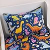 KWLOVER Bed Fitted Sheet and Pillowcases Set,TPU Waterproof Mattress Protector,Dino Printed Bed Sheets for Kids (Navy Blue, Twin) #2