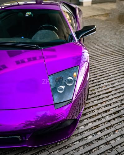 Image of LZLRUN 1FT x 5FT Chrome Mirror Vinyl Wrap Adhesive Car Sticker Decal Film (Purple, 1.64FT x 5FT)