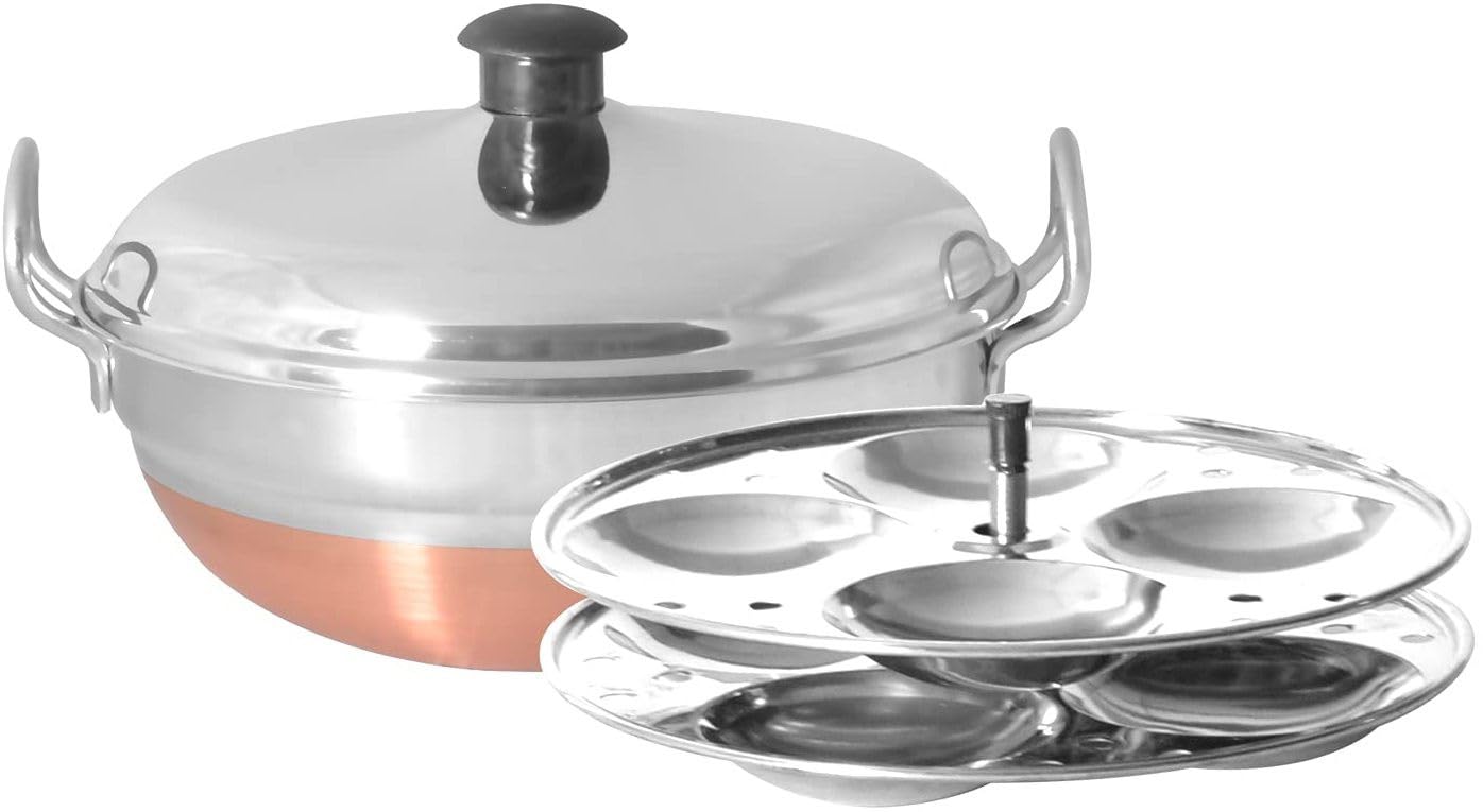 Mithali Stainless Steel Multi Purpose Kadai with 2 Idli Plate (10 Idlis