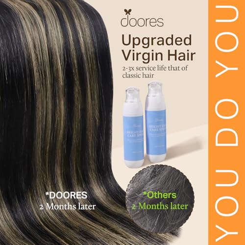 Image of DOORES Clip in Hair Extensions, Balayage Natural Black to Light Blonde 22 Inch 150g 9pcs, Remy Clip in Hair Extensions Thick Straight
