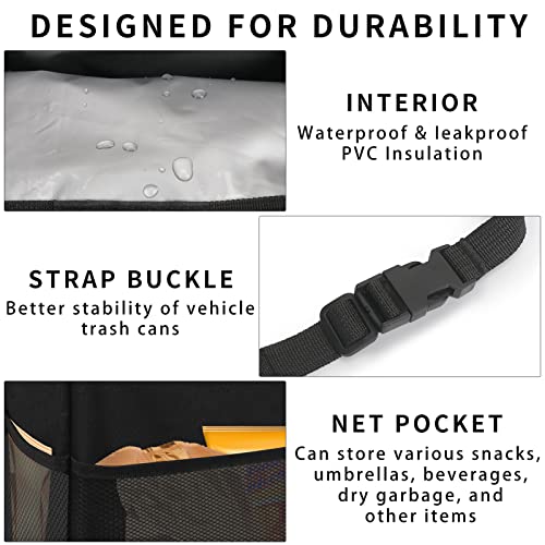 Image of Homelove Hanging Car Trash Can with 4 Storage Pockets, Waterproof Leakproof Oxford Auto Garbage Bag, Adjustable Garbage Bag, Foldable Car Trash Bin Fit for Truck, SUV, Home, Office