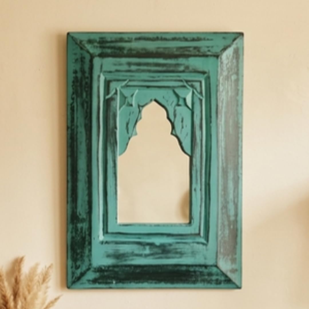 Mughal Jharokha Mirror - Handmade Wooden Wall Art -15