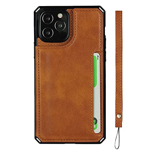 Étui antichoc iPhone 12 marron pour voyager léger avec vos cartes bancaires