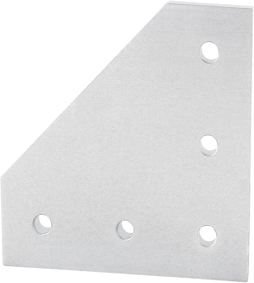 8020, 4351, 15 Series, Aluminum 5 Hole 90 Degree Angled Flat Plate Bracket Straight Mounting Connector Bracket for 80/20 T Slot Extruded Aluminum Extrusion (Clear Anodize, 1)