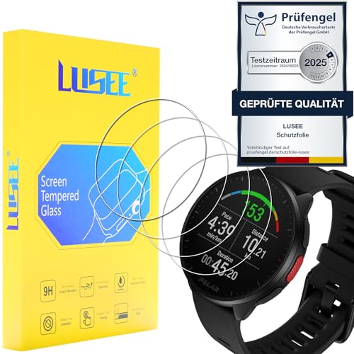LUSEE 4 Piezas Protector de Pantalla para Polar Pacer Pro/Polar Pacer Cristal Vidrio Templado [Dureza 9H] [Alta Definición] [Resistente a los arañazos] HD Protector