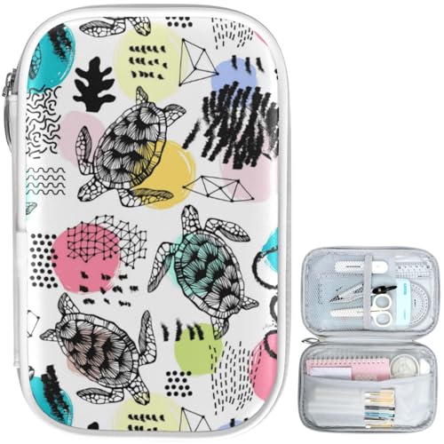 Image of Sea Turtles Colorful Marble Pencil Bag Case Zipper Pencil Holder Organizer Stationary Pen Bag Cosmetic Makeup Bag Pouch Purse for School Office Supplies