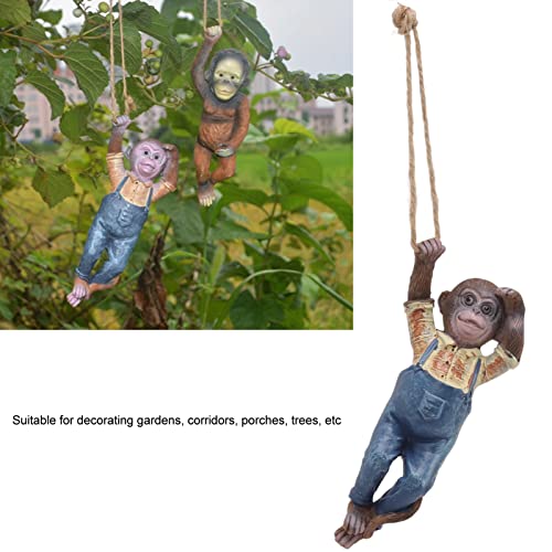 Swinging Monkey Outdoor Statue Ornament, Tree Hanging Resin Sculpture Animal Figurines For Garden Lawn Patio Yard Porch Christmas Decoration #TOP1