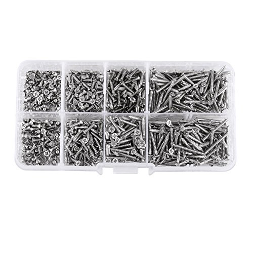 Kit 800 tornillos autorroscantes M2 cabeza plana miniatura 5