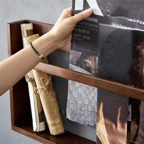 Estantería rectangular de madera L60cm para pared con sujetalibros integrado 5