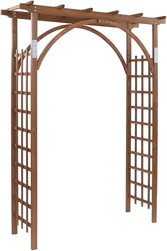 Outvita Arco de madera de árbol de jardín de 7 pies, arco de árbol de madera de abeto, soporte decorativo para decoración de ceremonia de boda,
